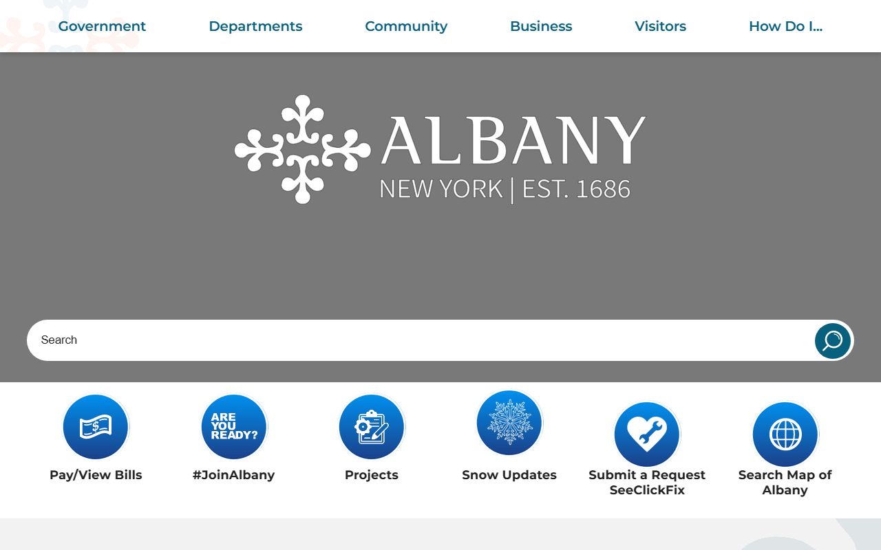 City of Albany official website showing public records and government services