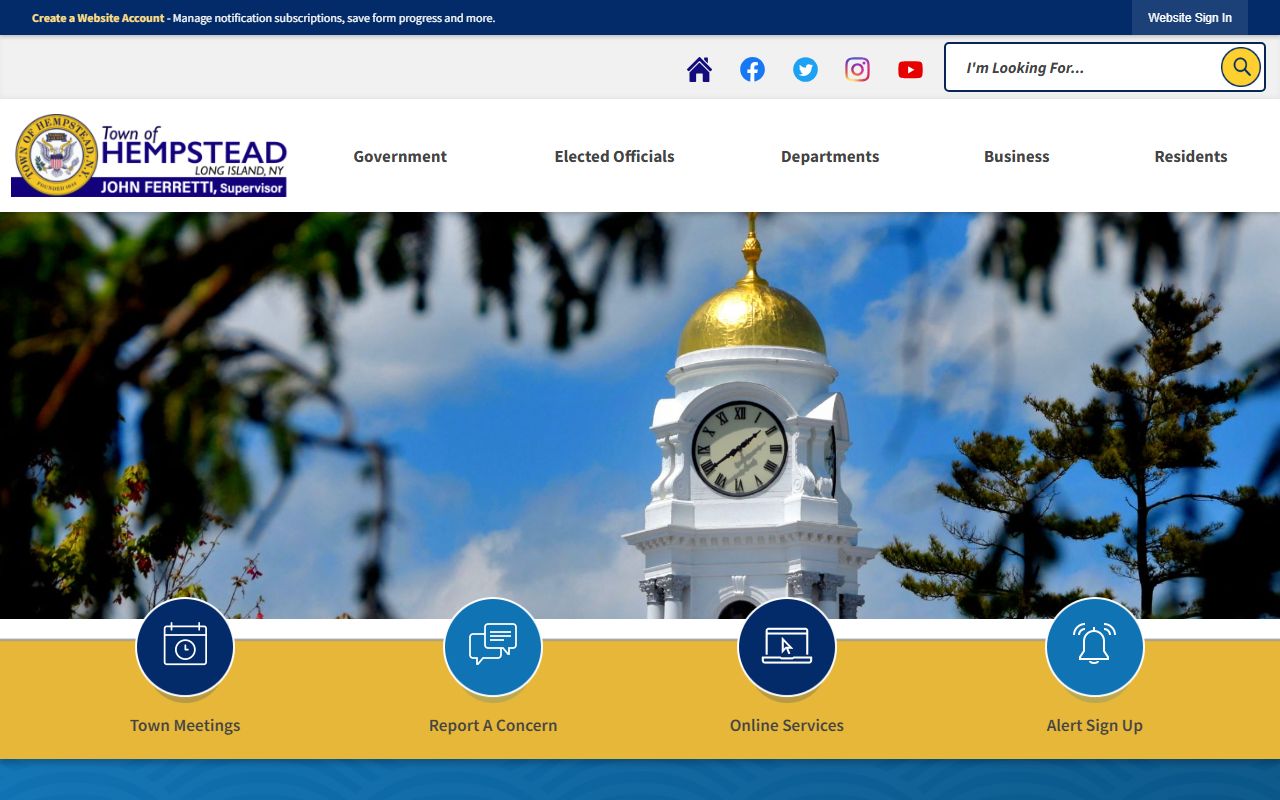 Town of Hempstead official website for phone directory records