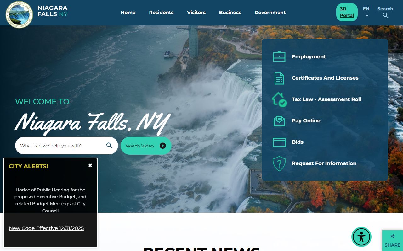 City of Niagara Falls official website for public records