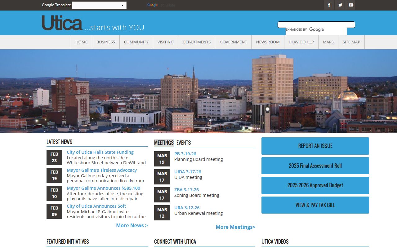 City of Utica official website for public records access