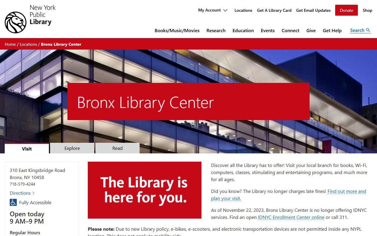 Bronx Library Center public records and research resources