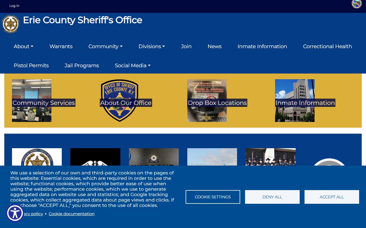 Erie County Sheriff website for inmate lookup and public records