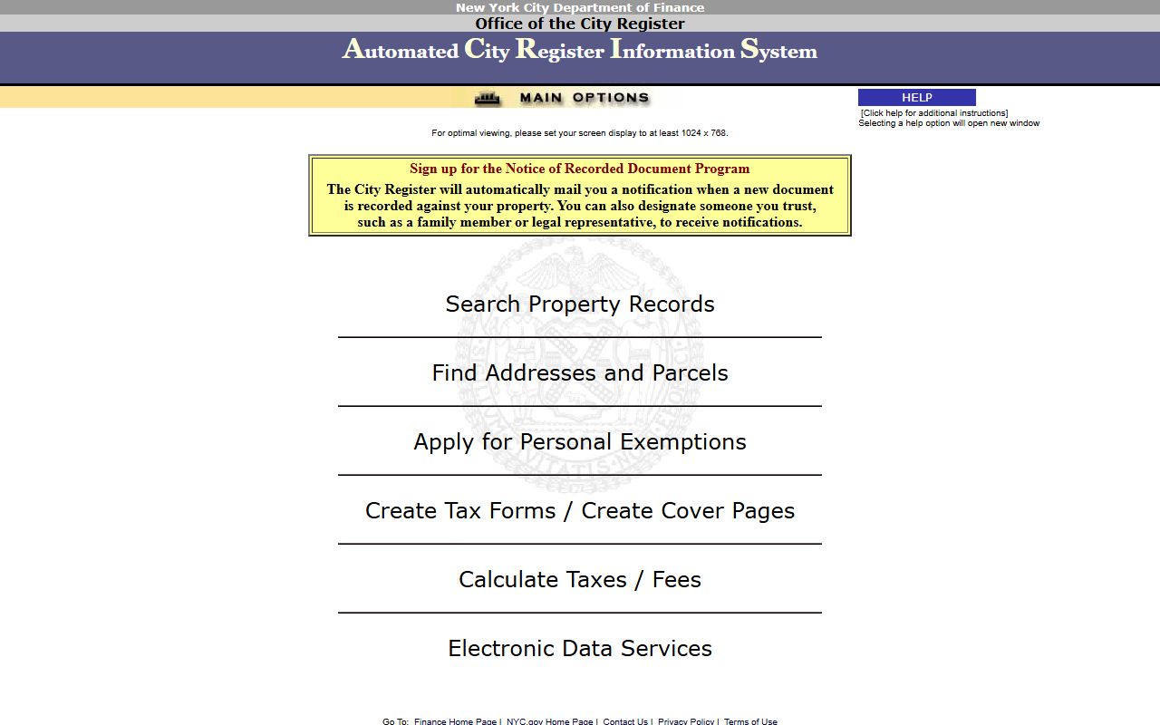 Kings County phone directory ACRIS property records search