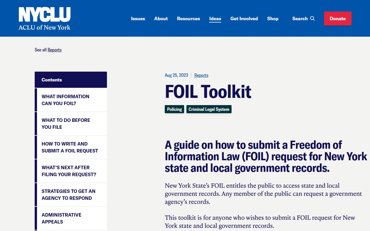 New York phone directory FOIL toolkit guide